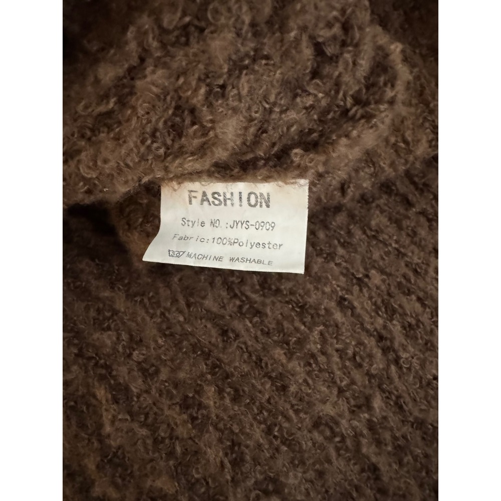 Fashion Women's Brown Chunky Bouclé Knit Button Front Cardigan Sweater Size M - Picture 4 of 8